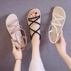 Giày Sandal Nữ Quai Chéo Đế Giả Cói Đi Mưa