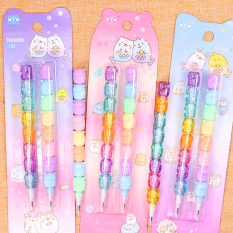 Bút chì HB, Set 2 bút chì khúc cao cấp màu sắc kẹo ngọt thiết kế đáng yêu tiện lợi cho bé tập vẽ tập viết BBShine – H044