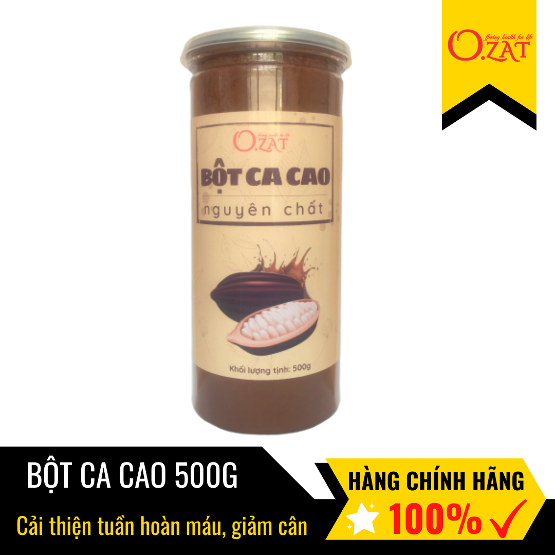 Bột ca cao nguyên chất O.ZAT 500g – giảm cân, pha chế, pha sữa, làm bánh