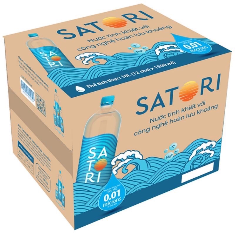 Thùng nước tinh khiết hoàn lưu khoáng SATORI - 1500ml (12 chai)