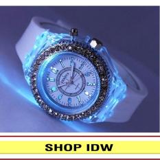 [Có video quay thật] Đồng hồ nam phát sáng size 4cm dây silicon thời trang Geneva IDW 0452 (Dây trắng)
