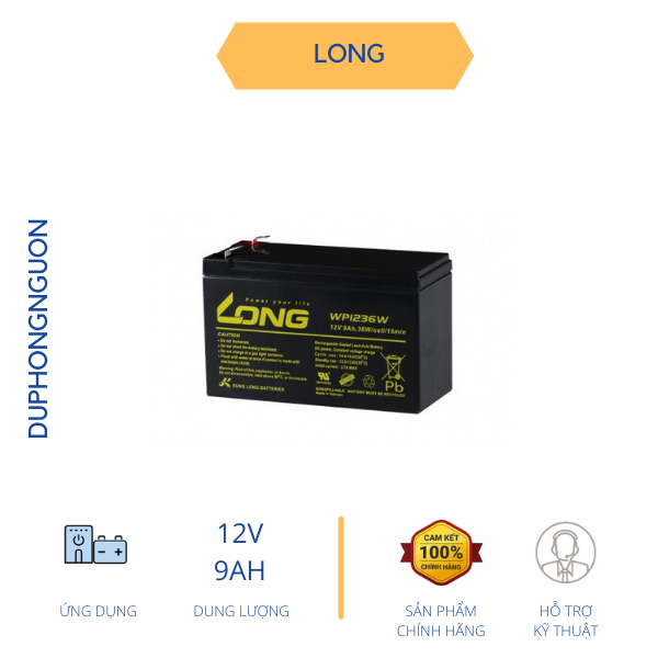 Ắc Quy LONG 12V 9Ah WP1236W