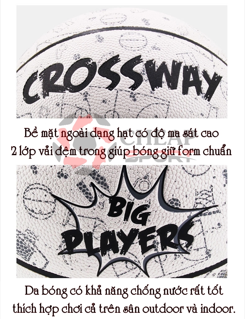 Bóng Rổ Đường Phố Crossway Màu Xanh Ngọc (Tặng bơm mini, túi rút, băng tay, kim và lưới)