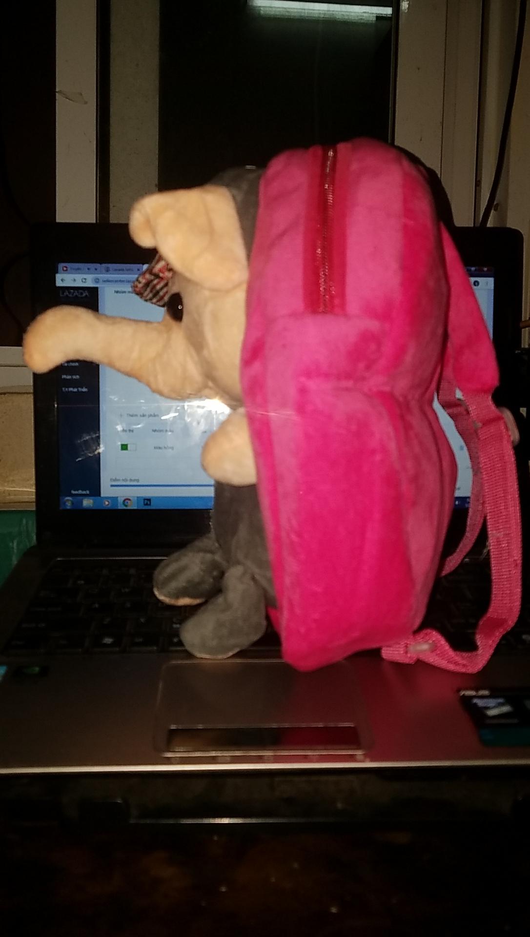 Balo 3D voi hồng cho bé mẫu giáo 0_5 tuổi