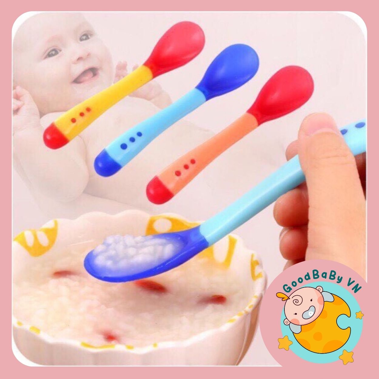Thìa Silicon Báo Nóng Cho Bé Ăn Dặm Giúp Bé Ăn Ngoan , Ngon Miệng GoodbabyvnTB