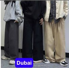 Quần baggy kaki nam nữ – Kiểu quần ống rộng co giãn basic unisex phong cách cao cấp mới – Dubai Fáhion