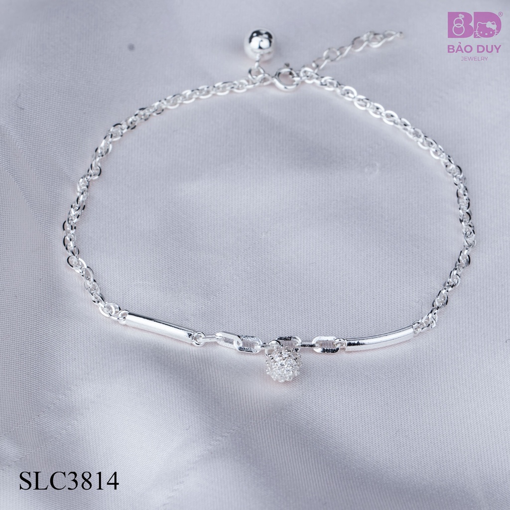 Lắc chân bạc nữ ống phối cầu đính đá Bảo Duy Jewelry - SLC3814