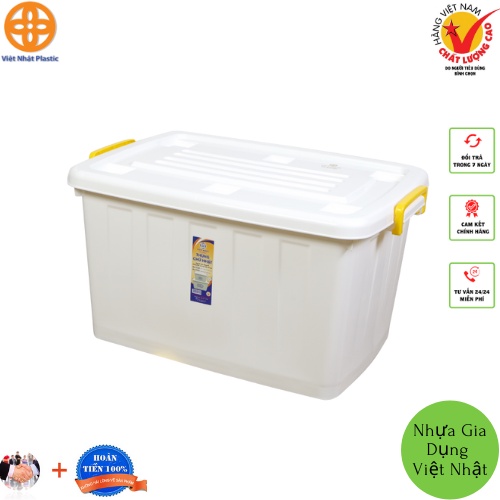 Thùng nhựa vuông 30L, 55L nhựa đục đựng đồ đa năng có bánh xe Việt Nhật ️️️️