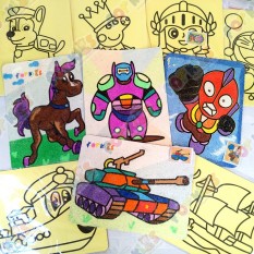 Tranh Cát Khổ A5 Nền Vàng Cho Bé Combo 100 Tranh