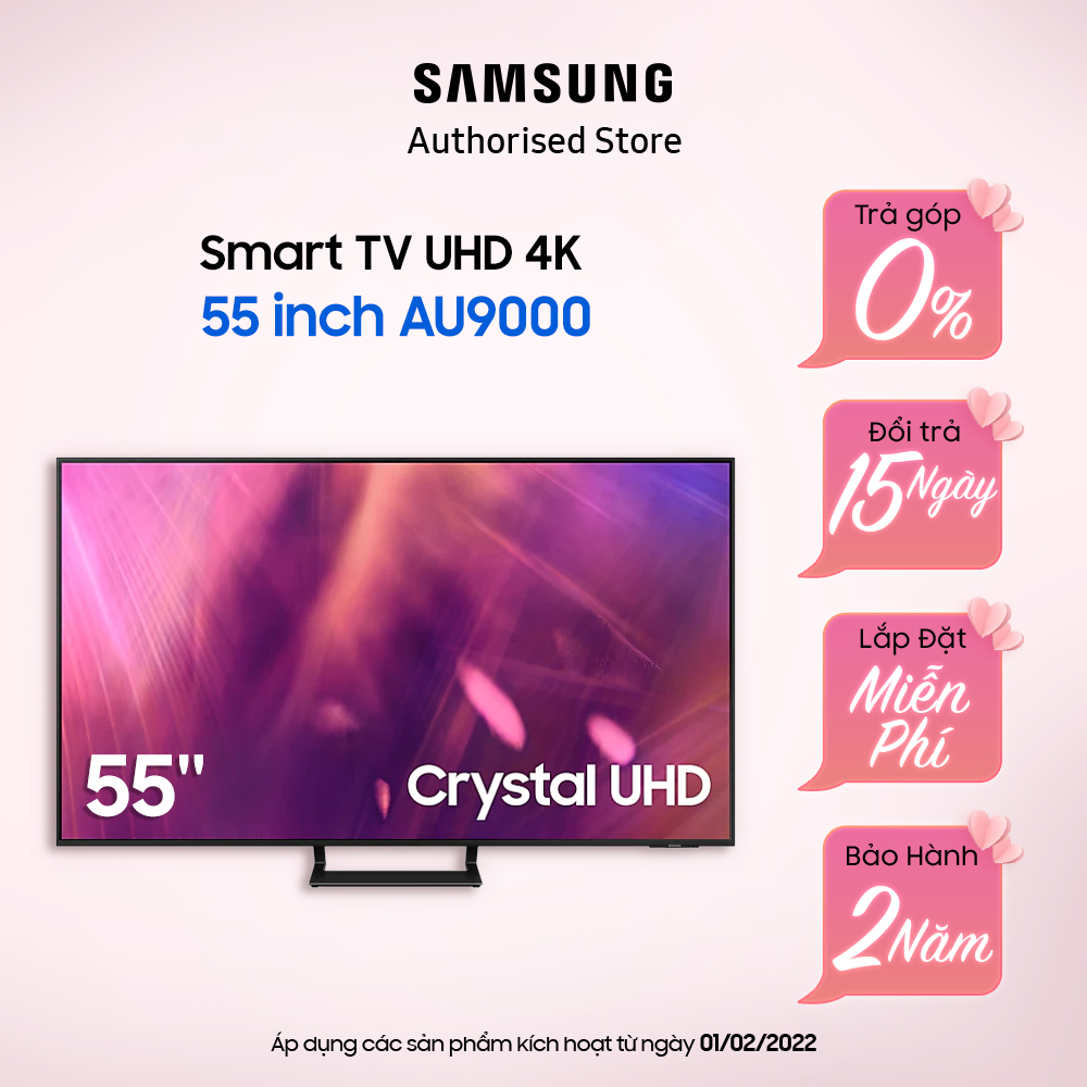 [Trả góp 0%] Smart Tivi Samsung UHD 4K 55 inch UA55AU9000KXXV