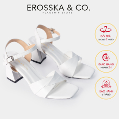 Giày sandal cao gót Erosska thời trang mũi vuông quai ngang bắt chéo cao 7cm EB020 (WH)