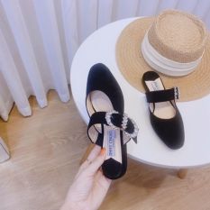 Giày bệt và sục đai ngang khuy đá mũi tròn
