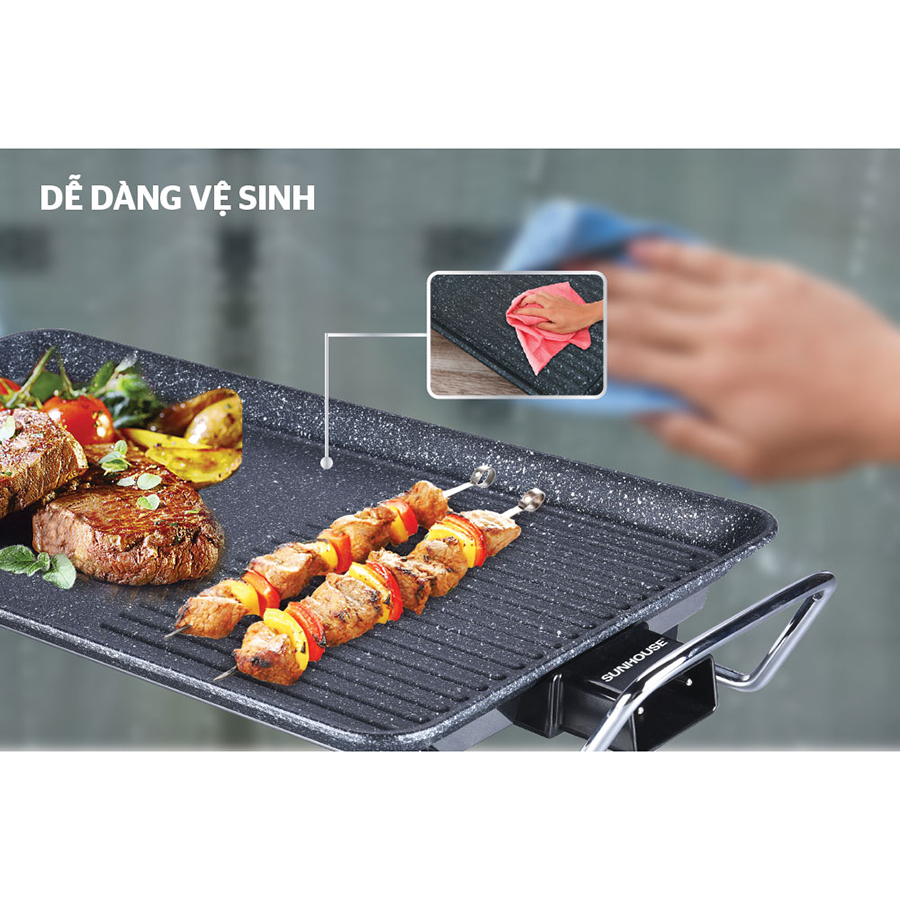 [HCM]BẾP NƯỚNG ĐIỆN SUNHOSE SHD4607Mặt bếp nướng điện phủ chống dính 2 lớp dày bền an toàn cho sức khỏe....