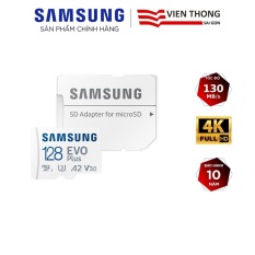 Thẻ nhớ microSDXC Samsung Evo Plus 128GB upto 130MB/s U3 C10 hỗ trợ quay video 4K kèm Adapter (MẪU MỚI)