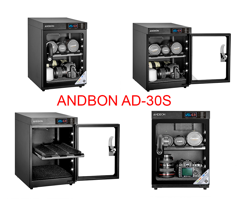 Tủ chống ẩm máy ảnh 30L nhập khẩu CN Nhật Bản ANDBON, tủ hút ẩm máy ảnh 30 Lít, 2...