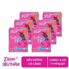 Combo 6 gói Băng vệ sinh Diana siêu thấm siêu mỏng cánh gói 8 miếng