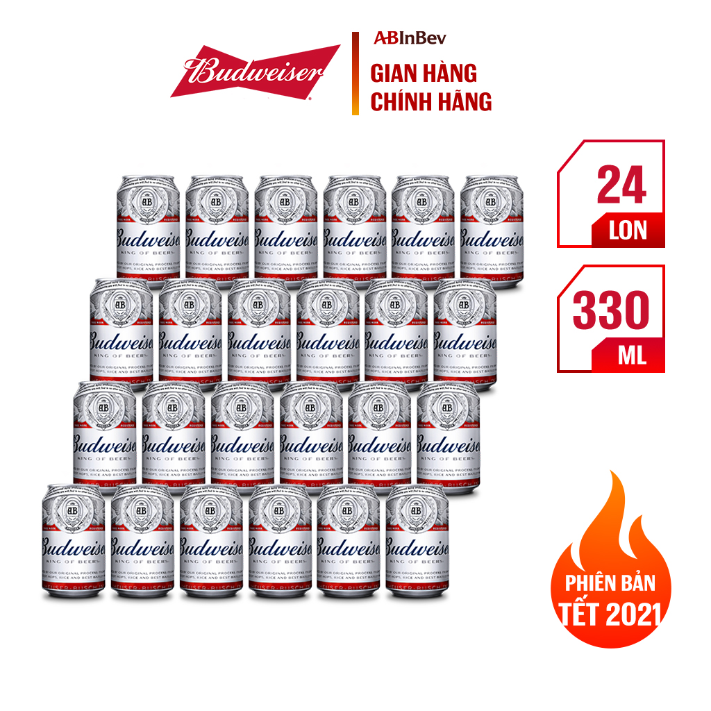 Combo 2 Thùng 24 Lon Bia Budweiser Phiên Bản Tết 2021 (330ml/lon)
