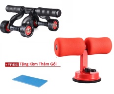 Dụng cụ tập thể dục tại nhà con lăn 4 bánh + Tập chữ T – Tặng kèm thảm tập