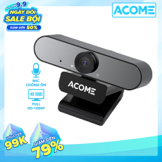 Webcam Acome AWC11 camera webcam HD 1080p chất lượng HD tích hợp micro có mic kết nối USB cho PC máy tính laptop dạy học online chat trực tuyến gọi video họp zoom livestream có thể đặt tại bàn l bảo hành 12 tháng