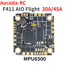 Aocoda-rc F411 AIO Bộ điều khiển bay OSD mpu6500 30A45A 25.5mm 2-6S cho máy bay không người lái đua FPV