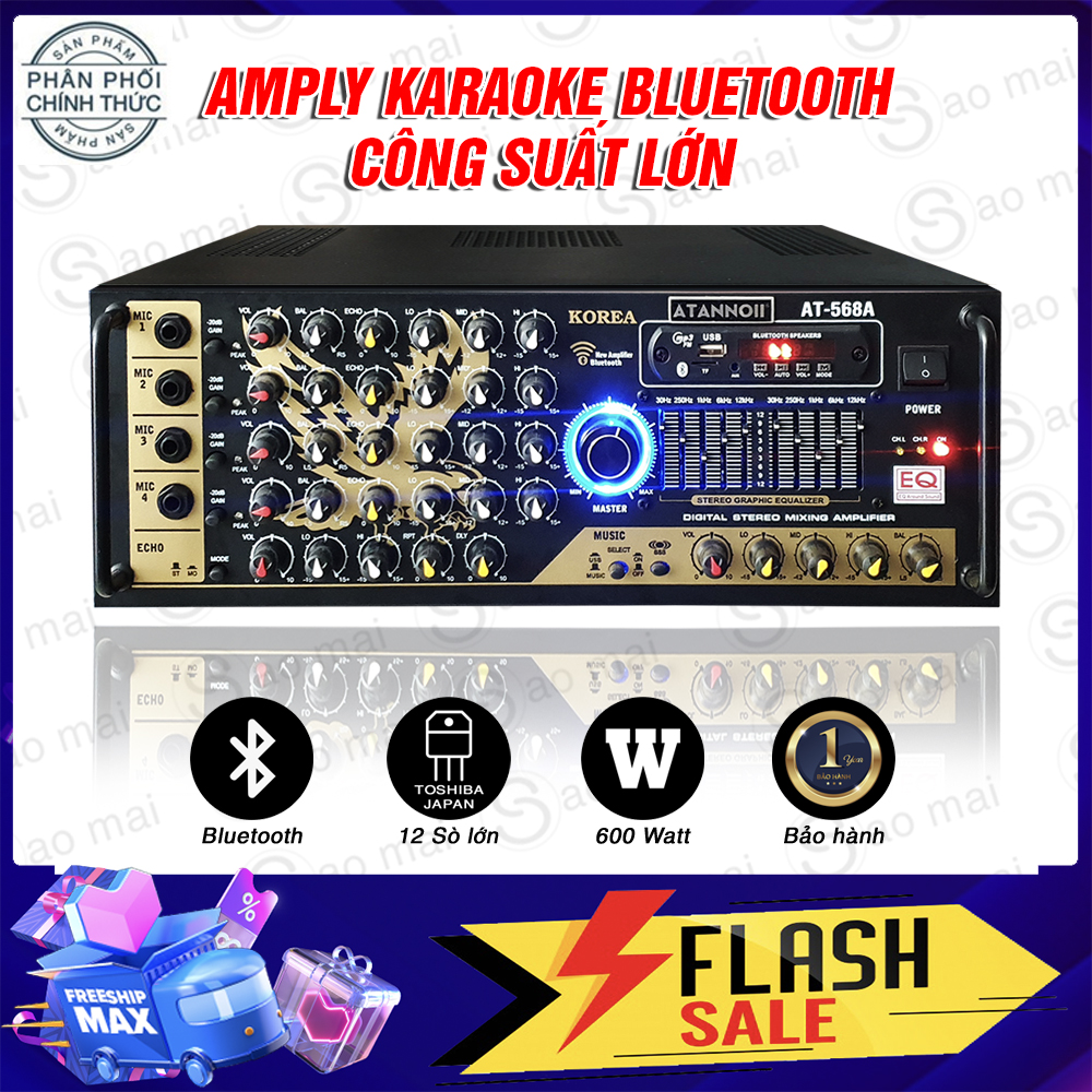 [ Có Quà Tết Cực Lớn ] Ampli Bluetooth Usb , Amply Karaoke Hội Thảo Gia Đình ATANNOII AT-568A 12...