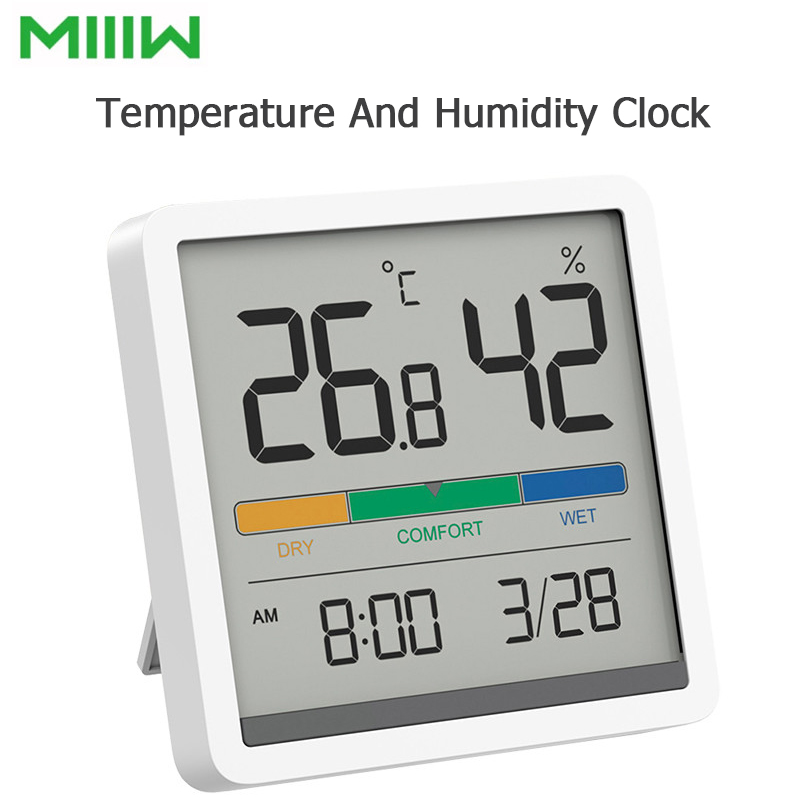 Xiaomi youpin Miiiw Mute Temperature And Humidity Clock Home Indoor High-precision Baby Room C/F Temperature Monitor 3.34inch Huge LCD Screen
