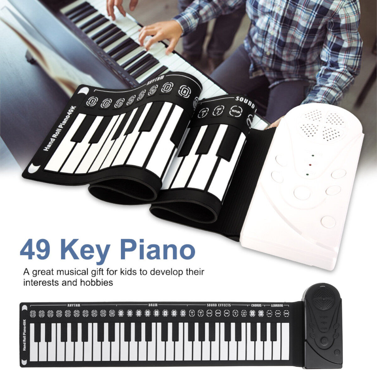 Đàn Piano Konix 49 Phím Cuộn Mềm Dẻo Flexible MD88P. Đàn Piano Mini Cho Trẻ. Mạch Điện Tử Thông Minh,...