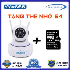 Camera Yoosee Wifi IP xoay 360 độ 3 râu Full HD 720p lưu trữ 64 GB, đàm thoại 2 chiều + Tặng thẻ 64 GB