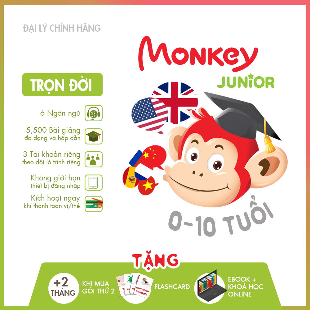 Monkey Junior TRỌN ĐỜI – Phần mềm đa ngôn ngữ cho trẻ em