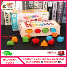 [ HÀNG CHẤT LƯỢNG]-Đồ Chơi Thả Hình Khối Bằng Gỗ CS1001 Children Store, Đồ Chơi Xe Kéo Thả Hình, Đồ Chơi Giáo Dục, Đồ Chơi Cho Bé [ KHUYẾN MÃI] Tặng Kèm Bộ 40 Thẻ Học Nhận Biết Chữ Cái và Số Trị Giá 25K