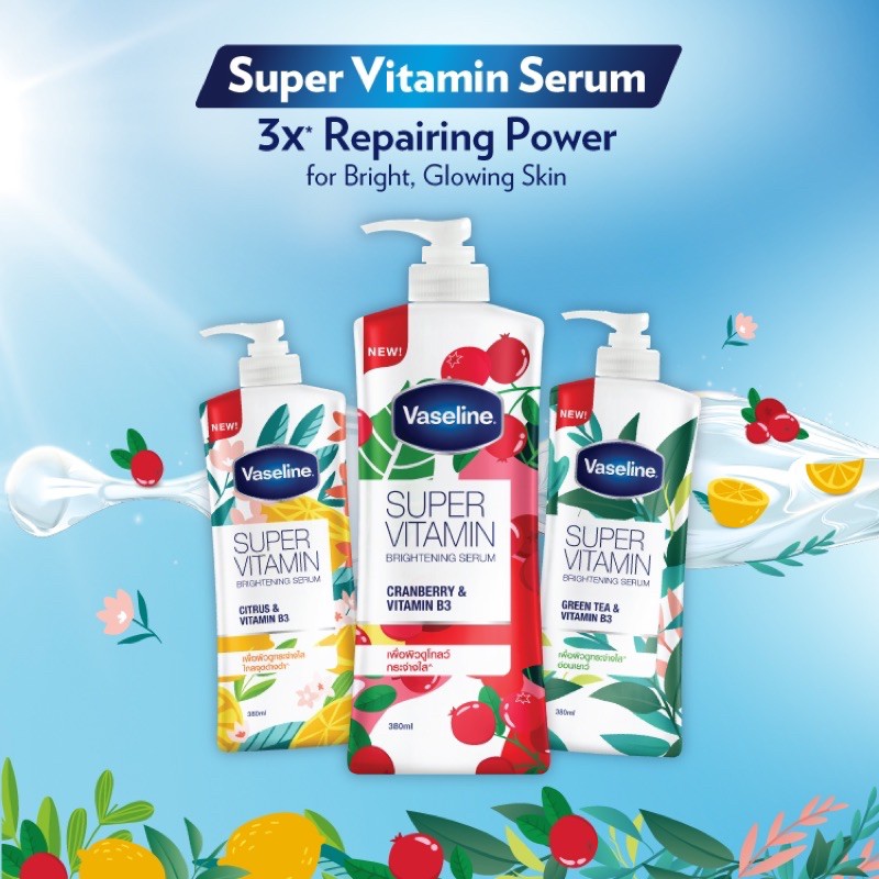 Sữa dưỡng thể trắng và dưỡng ẩm toàn thân Vaseline Super Vitamin Thái Lan (380ml) dưỡng da siêu mượt