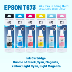 Full Set 6 màu Mực in Epson T673 –Epson 1390/1400/1430/L1800/L805/L800/L850 ( 70ml/chai )