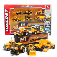 Xe mô hình sắt Container chở 6 xe công trình loại mới