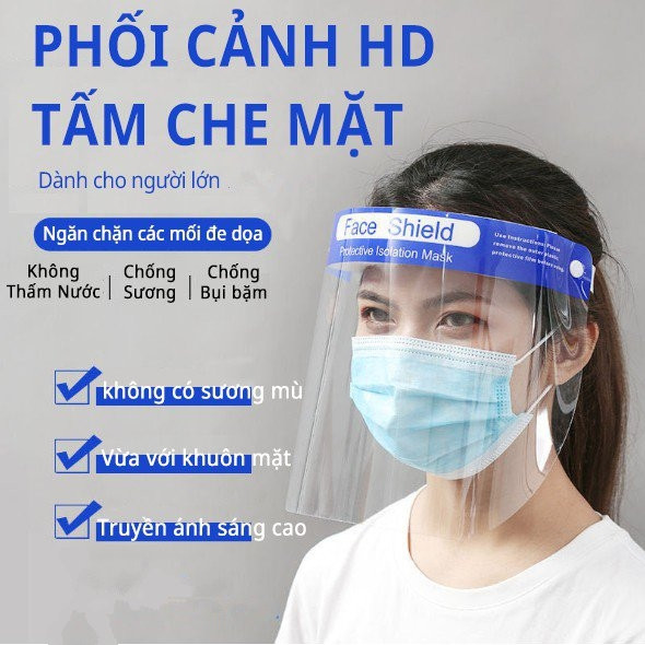 Tấm Chắn Giọt Bắn Face Shield Trọng lượng nhẹ rất thoải mái, khả năng chống bụi và ngăn chất lỏng...