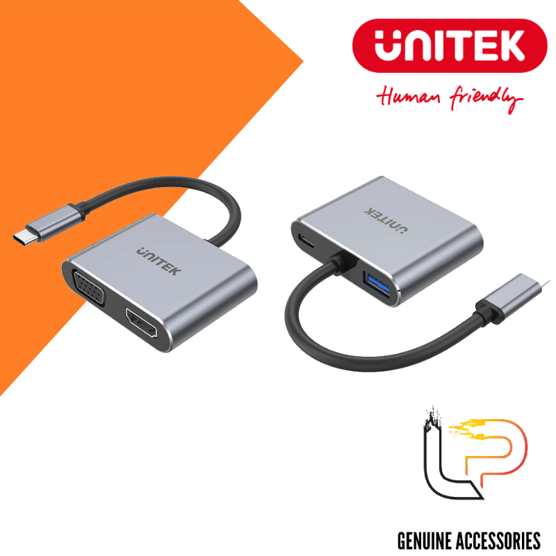 CÁP CHUYỂN TYPE-C RA USB 3.0 + HDMI + VGA KÈM NGUỒN PD 100W UNITEK D1049A