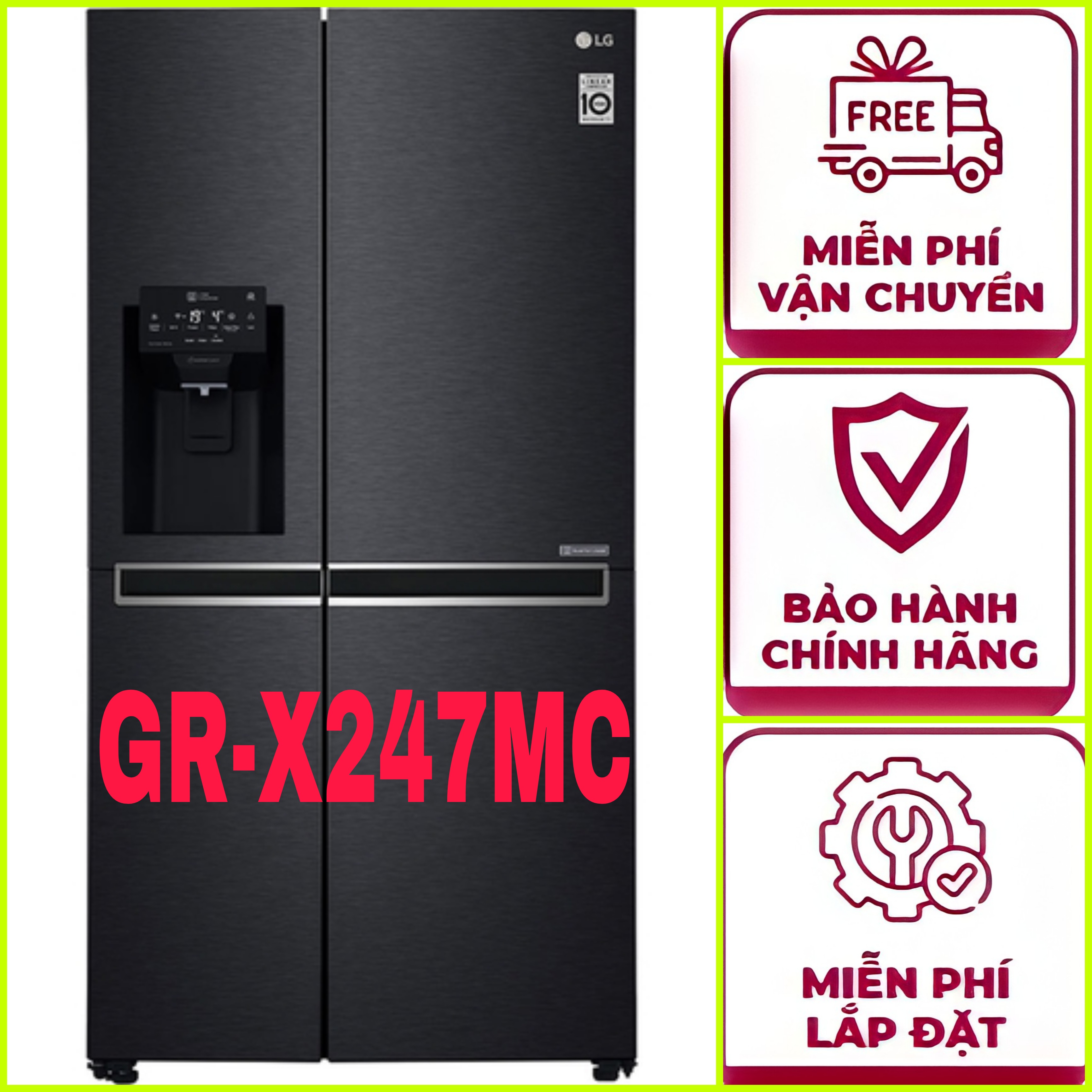 [Tủ lạnh LG giá rẻ GR-X247MC chính hãng ]Tủ lạnh LG Inverter InstaView Door-in-Door 601 lít GR-X247MC BH 24 tháng
