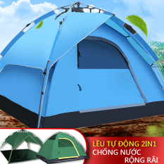 Lều dã ngoại tự động giá đỡ thủy lực 3-4 người hai tầng lều cắm trại, lều câu cá, lều bãi biển hai lớp chống nắng thoáng khí không gian lớn camry