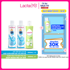 Bộ 2 chai Sữa Tắm Gội Trẻ Em Lactacyd Bb Giảm Rôm Sảy và Hăm Kẽ 250ml + 1 Dung Dịch Vệ Sinh Lactacyd Odor Fresh 250ml