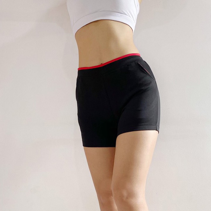 [HCM]Quần đùi thể thao nữ chất thun 4 chiều phù hợp cho cầu lông gym chạy bộ.