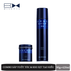 Combo Sáp Tạo Kiểu Tóc Hair Clay 001&Gôm Keo Xịt Giữ Cứng Nếp Tóc Blueman 90g+420ml