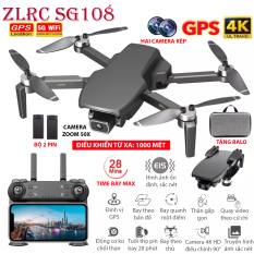 (NEW 2020) BỘ 2 PIN TẶNG BALO – Flycam ZLRC SG108 động cơ không chổi than, Hai camera kép, Camera 4K HD Zoom 50X, điều khiển xa 1000 mét bay 28 phút, Định vị GPS WIFI 5G, Cảm biến bụng ổn định chuyến bay, Chụp ảnh; video theo cử chi.
