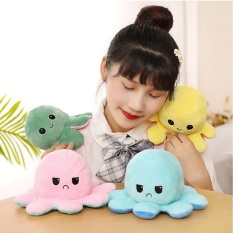 Gấu bông bạch tuộc cảm xúc 2 mặt dễ thương Tặng kèm móc khóa quả bông xinh xắn