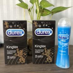 Combo 2 hộp bao cao su Durex Kingtex tặng 1 gel bôi trơn Classic