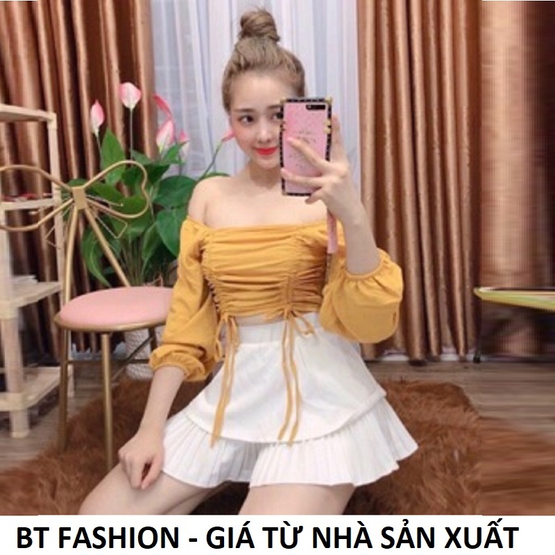 Chân Váy Xòe Ngắn Thời Trang Hàn Quốc Mới - BT Fashion (XÒE 2T Dập Ly Tầng Dưới) - VA02
