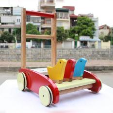 xe tập đi bằng gỗ 3 con gà cao cấp cho bé yêu, gỗ tự nhiên, gia công sắc xảo, màu sắc bắt mắt