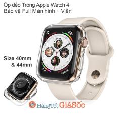 Ốp silicon Trong 2in1 Full Màn hình và Viền Apple Watch Series 4 (size 40mm/44mm, hangtotgiasoc)