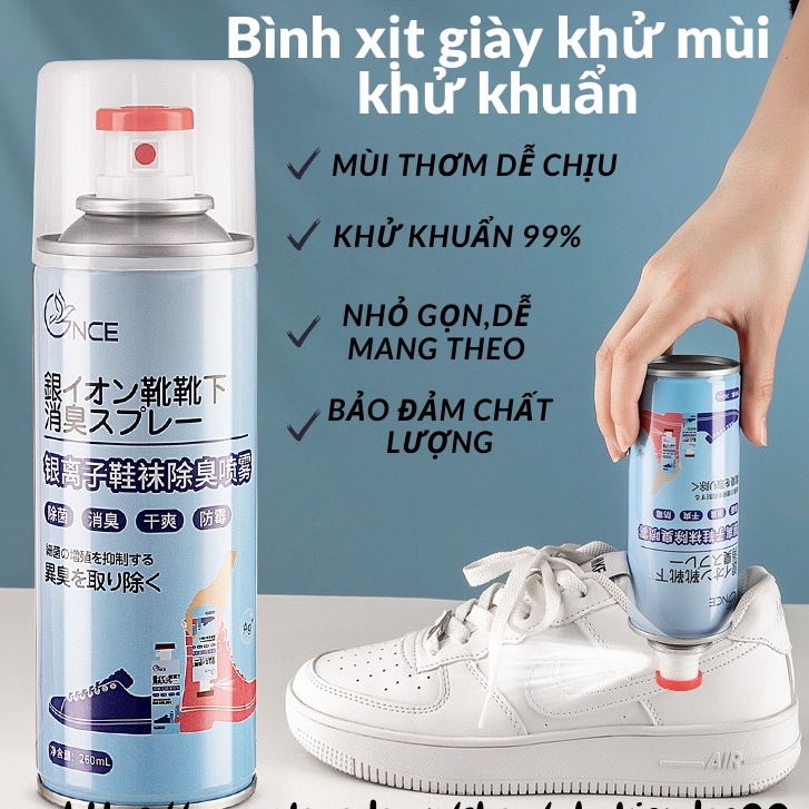 Chai xịt khử mùi giày và tất, bình xịt khử mùi hôi chân, công nghệ ION AG+ chống khuẩn