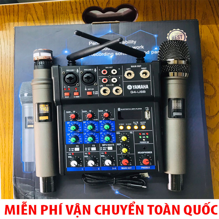 Trọn Bộ Âm Thanh Kiêm Lọc Âm Mixer Yamaha G4 Kèm 2 Mic- Tích Hợp Chỉnh Vang ,Echo- Tăng Chỉnh...