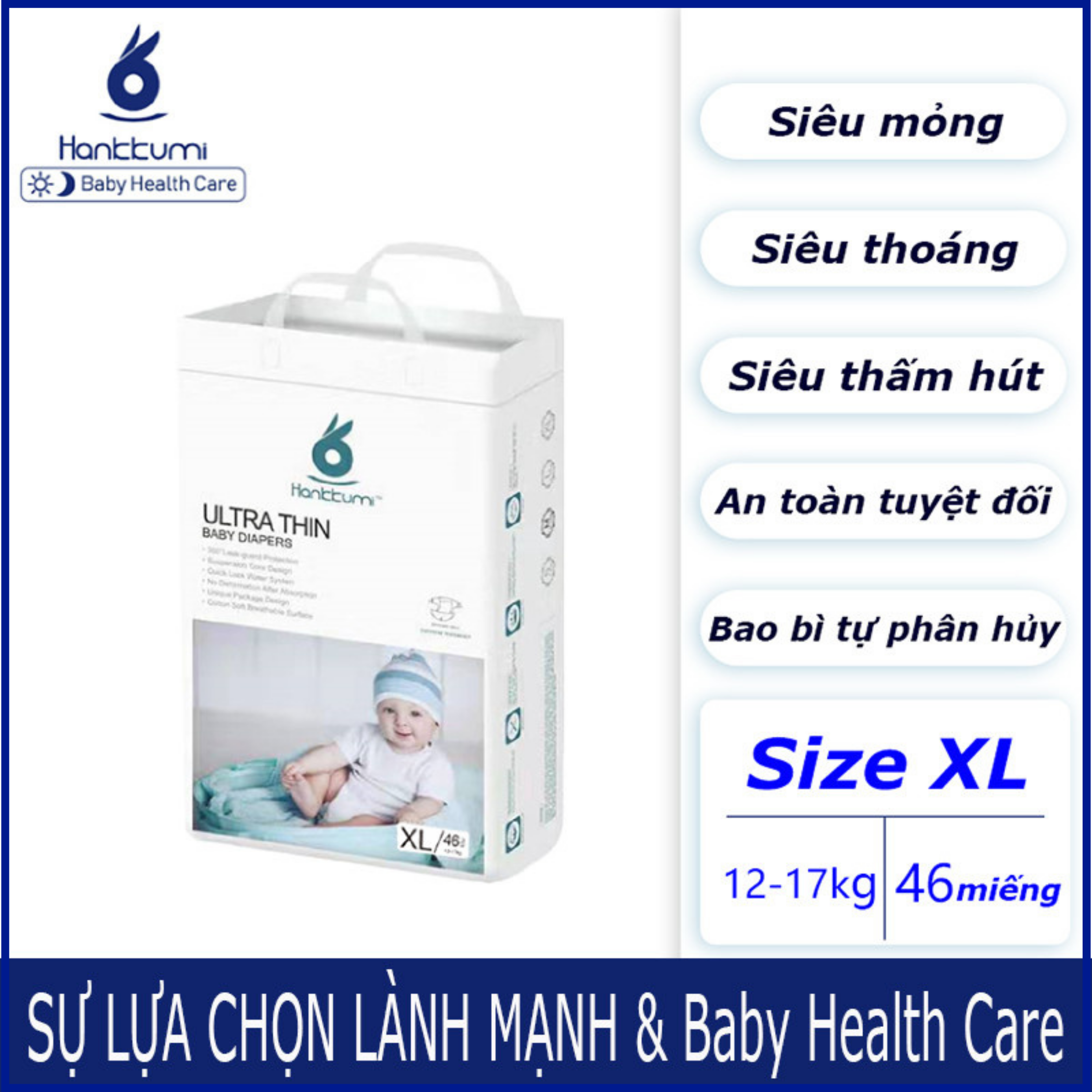Tã Bỉm Quần Dán Cao Cấp Hankkumi Tã Dán Sơ Sinh Cho Bé Trẻ Em Đủ Size S/M/L/XL/XXL Newborn Nội...