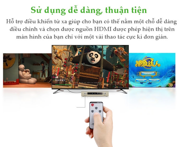 Bộ gộp HDMI 3 vào 1 ra hỗ trợ 3D 4K Ugreen 40278-Hàng Chính Hãng